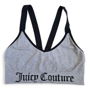 Juicy Couture Jersey Lightweight Adjustable Bralette Size Medium Gray Black